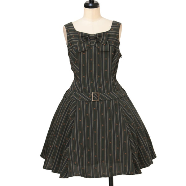 メタモルフォーゼ レジメンタルストライプ ブラウン ひざ丈ジャンパースカート ☆ Metamorphose 2019 summer スペシャルセット＆おたのしみ福袋