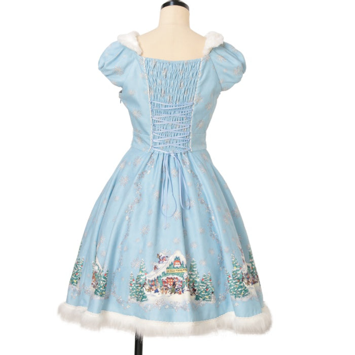 【USED】【サイズ2】【Disney】クリスマス・ワンピース（ミッキー＆三匹の子ぶたver.）