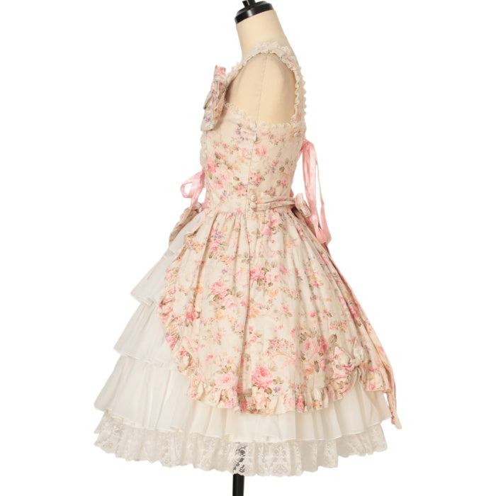 morphose/ジャンパースカート+バレッタset USED】シフォンフリル花柄ジャンパースカート+バレッタセット