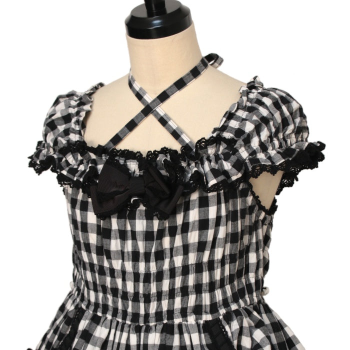 USED】ギンガムチェックシャーリングジャンパースカート | BABY, THE