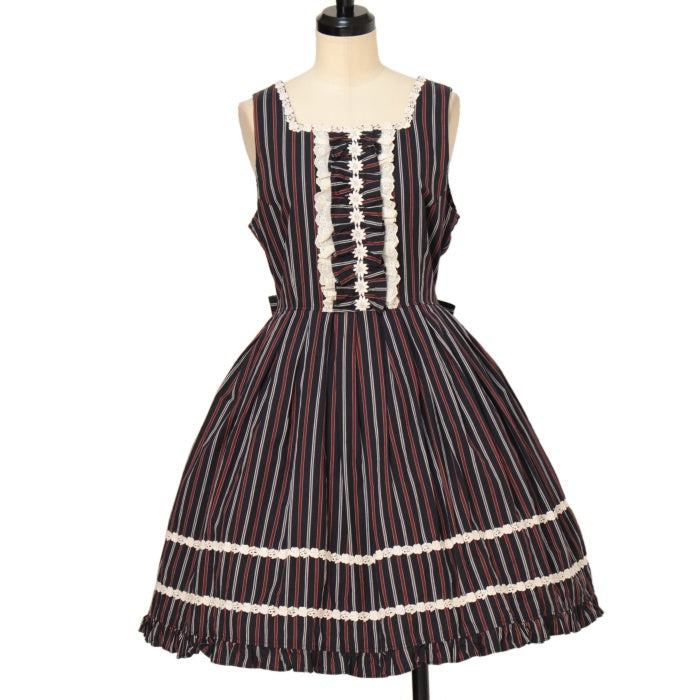 cornet ジャンパースカート　ストライプ USED】レジメンタルストライプジャンパースカート | Cornet