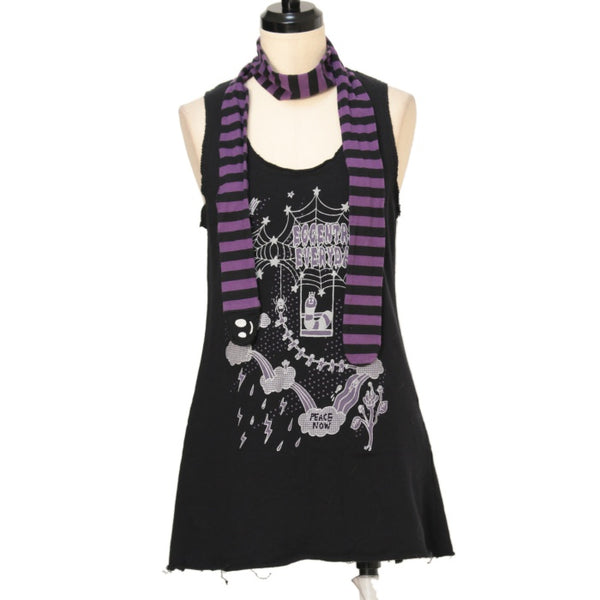 USED】【PEACE NOWMサイズ】ストール付プリントタンクトップ | BLACK