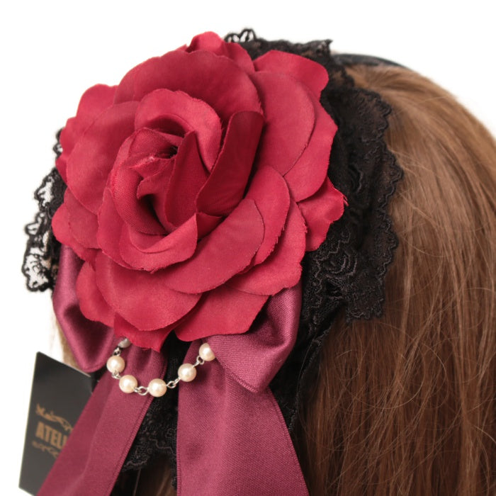 USED】薔薇レースカチューシャ（黒×赤薔薇） | ATELIER-PIERROT
