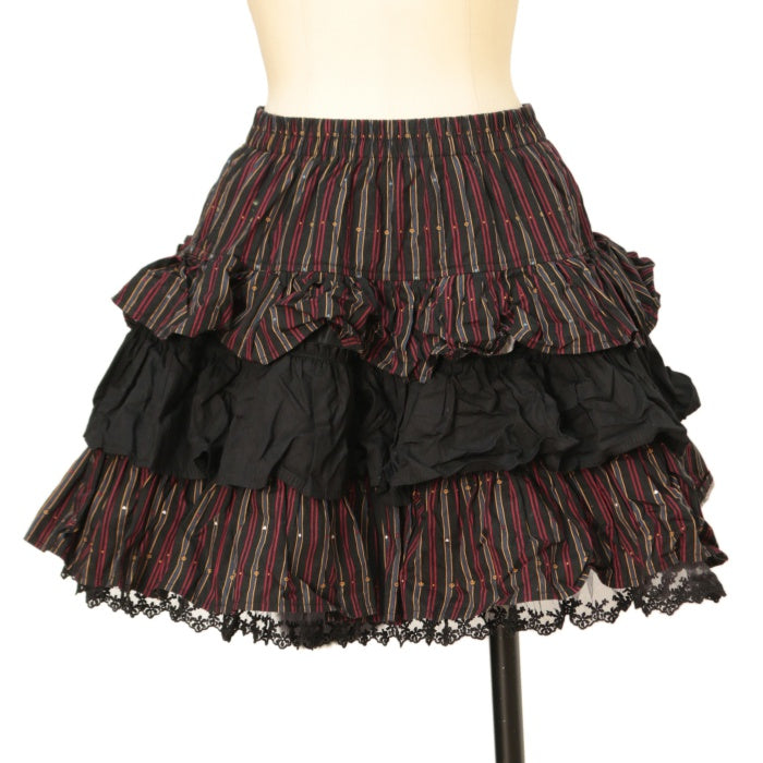 PUTUMAYO しっぽ付きチェックフリルスカート 希少 美品 USED】ストライプフリルしっぽスカート| PUTUMAYO Wunderwelt - Gothic