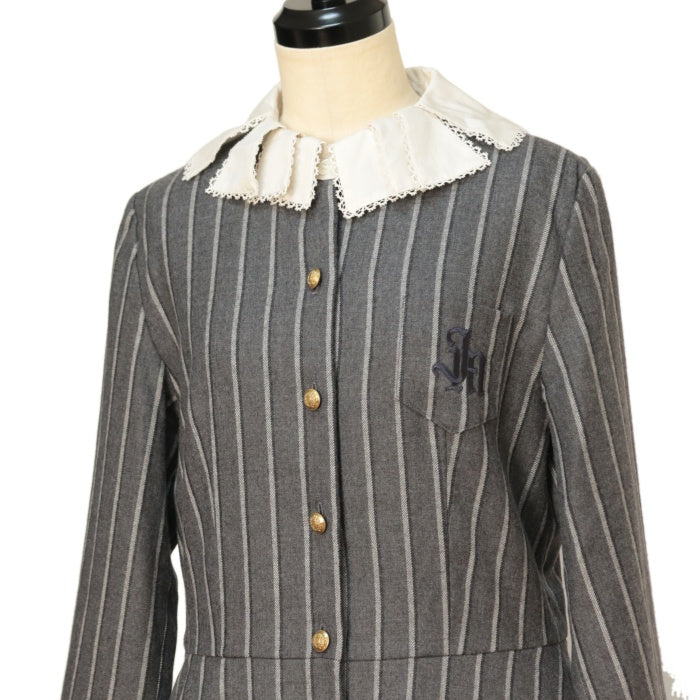 ジェーンマープル　tw cloth dormitory dress　グレー USED】【Mサイズ】British stripe dormitory dress | Jane Marple