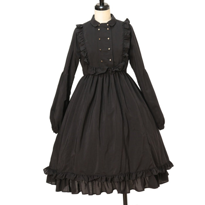 Victorian 素っ気 maidenブラックフリルノースリーブドレスセット