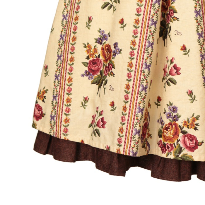 USED】【Mサイズ】アンティークブーケ衿付きジャンパースカート