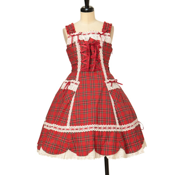 BABY 裾スカラップタータンチェックジャンパースカート BABY 裾スカラップタータンチェックジャンパースカート ⭐︎BABY新作