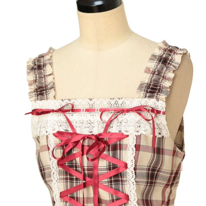 USED】裾スカラップタータンチェックジャンパースカートセット | BABY