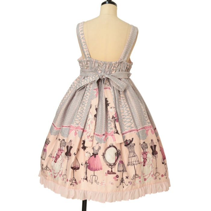 USED】Lace up doll ハイウエストジャンパースカート+リボン