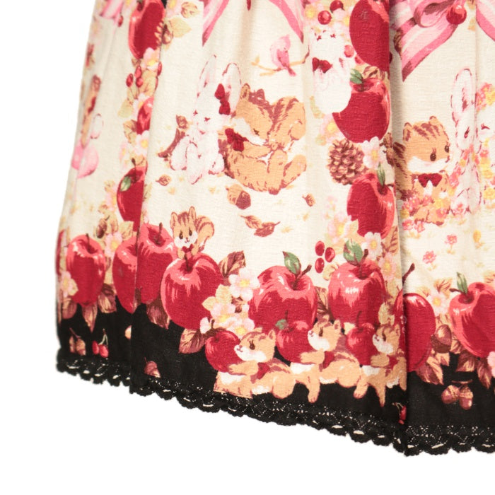 USED】Pomme rouge～うさぎとりすのりんごの森～柄スカート | BABY