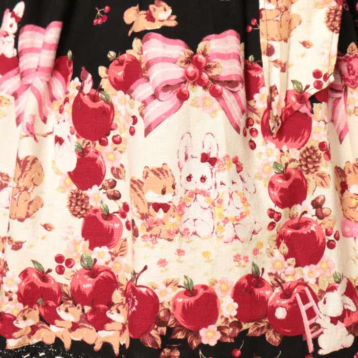 USED】Pomme rouge～うさぎとりすのりんごの森～柄スカート | BABY