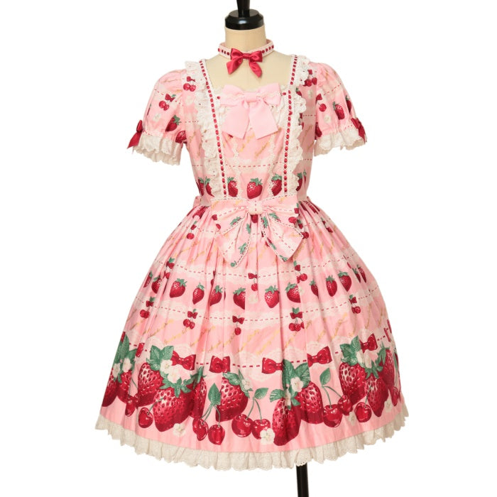 Angelic Pretty お菓子柄半袖ワンピース USED】Dessert Berryワンピース | Angelic Pretty Wunderwelt Online