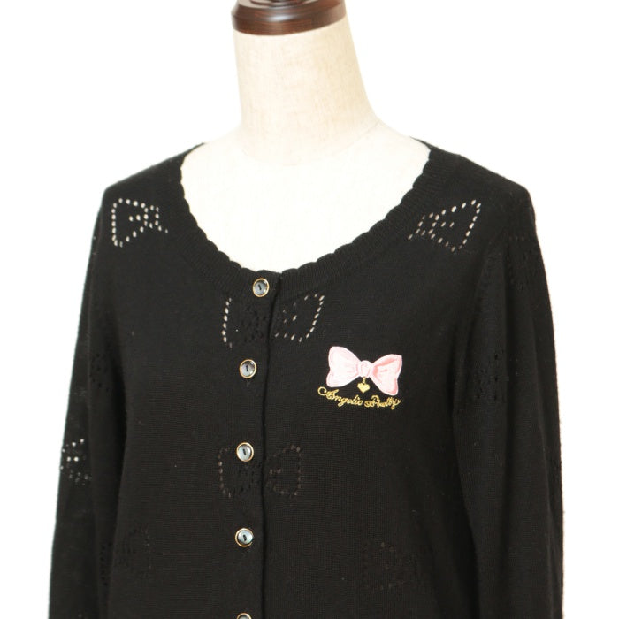 Angelic Pretty　ゆらゆらリボン刺繍ニットカーディガン USED】【Mサイズ】ゆらゆらリボン刺繍ニットカーディガン
