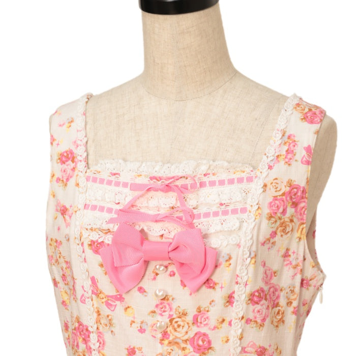 BABY 新品　ちびねこブーケ柄リボンいっぱいジャンパースカート　ピンク BABY 新品ちびねこブーケ柄リボンいっぱいジャンパースカートピンク