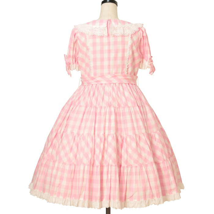 Angelic Prettyピンク ギンガムチェック ワンピース USED】メルヘンチェックワンピース(ギンガム) | Angelic Pretty