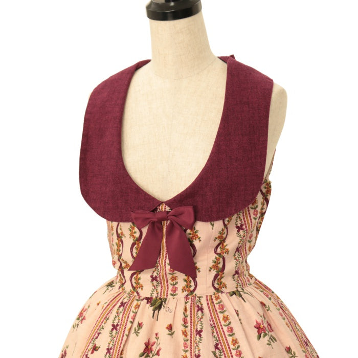 USED】【Mサイズ】アンティークブーケ衿付きジャンパースカート