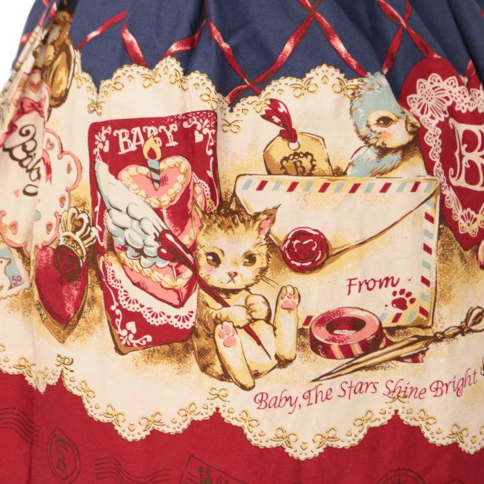 USED】こねこちゃんからの秘密のAIR MAIL柄ジャンパースカート | BABY