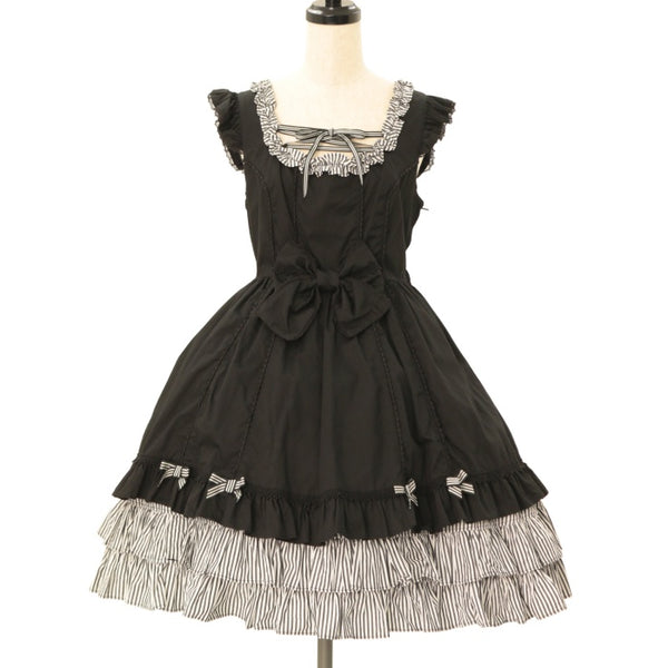 USED】ストライプフリルレースアップエンジェルジャンパー