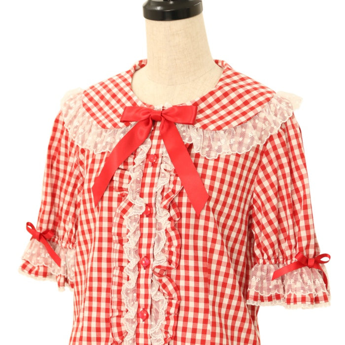 新品 Angelic Pretty ふんわりフリルギンガムブラウス 半袖