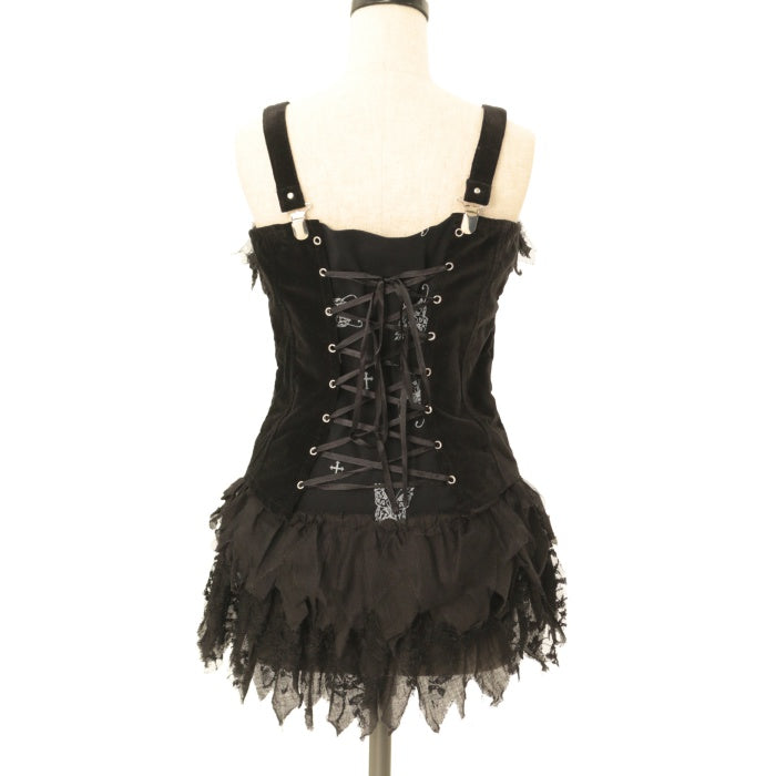 USED】Blood クラッシュレースダブルレースアップビスチェ | h.NAOTO