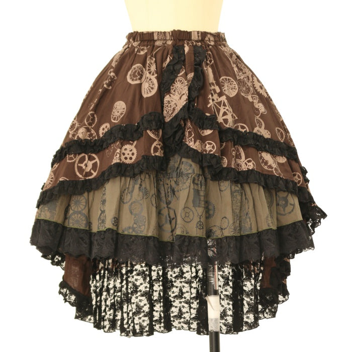 USED】STEAM 歯車プリントレースバッスルスカート | h.NAOTO