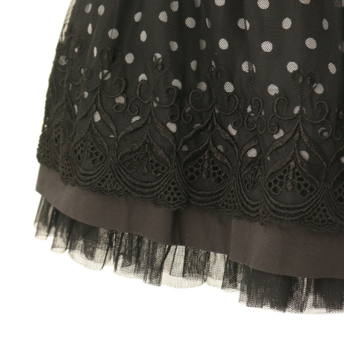 USED】【Mサイズ】ドットチュールはしごレーススカート | BLACK