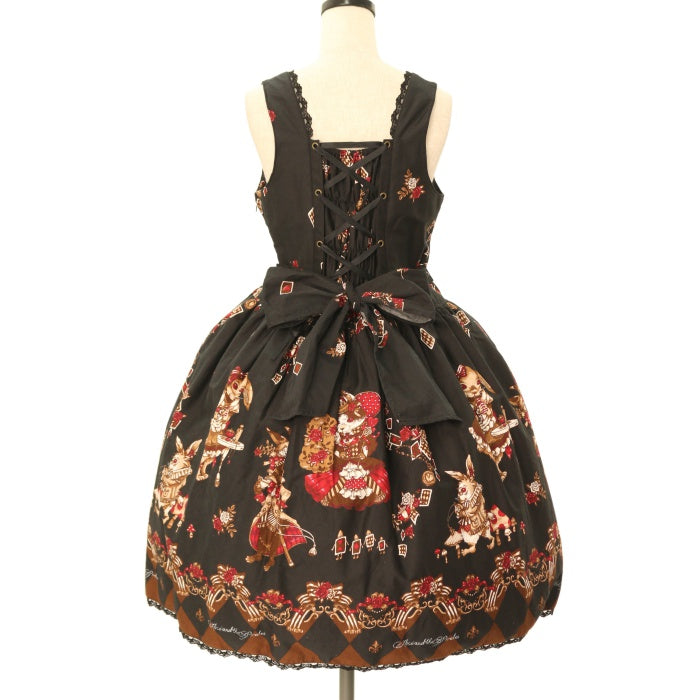 ワンダーラビット　マジカルトランプティーパーティジャンパースカート USED】ワンダーラビットのマジカルトランプティーパーティ柄