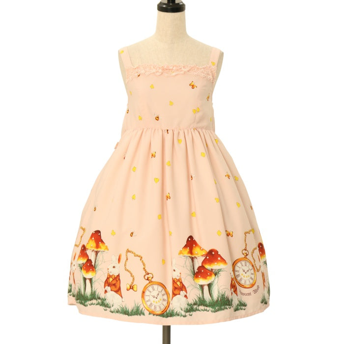 USED】【Mサイズ】キノコの森の時計うさぎハイウエストジャンパー 