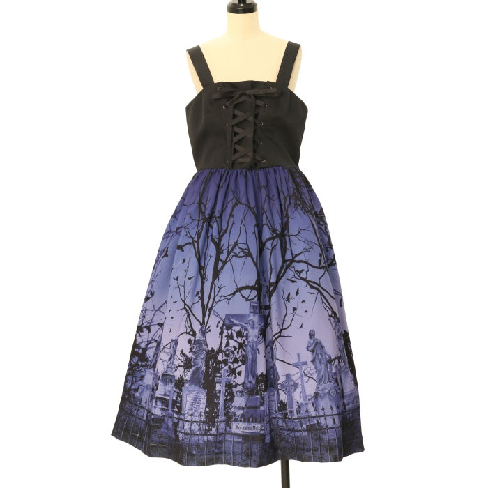 モワティエ フレームクロスプリントジャンパースカート