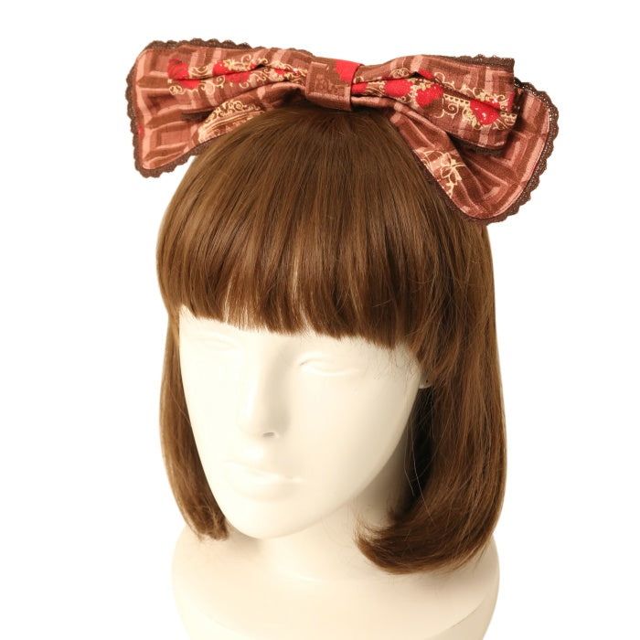 USED】Strawberry Loves Chocolate柄エプロンフリルジャンパースカート USED】Strawberry Loves Chocolate柄エプロンフリルジャンパースカート