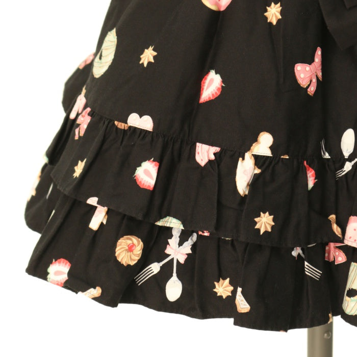 Angelic Pretty ア・ラ・カルト ティータイムサロペット ブラック Angelic Pretty ア・ラ・カルト ティータイムサロペット