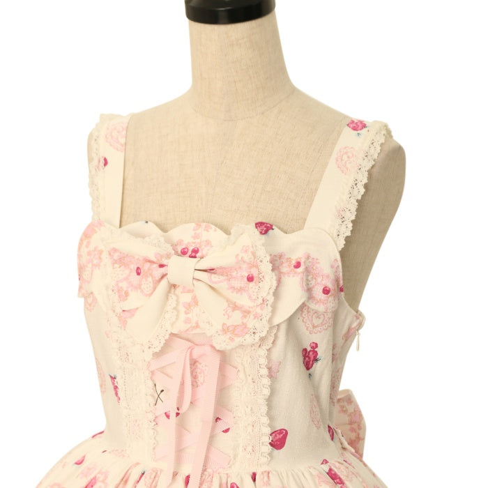 BABYなかよしくみゃちゃんのいちごとレースのミルフィーユ柄ソフィJSK　レモン BABY なかよしくみゃちゃんのいちごとレースのミルフィーユ柄ジュディ