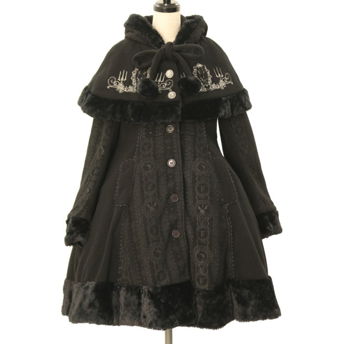 h.NAOTO FRILL ゴスロリ王冠リボンコート 黒色 ジャケット・アウター
