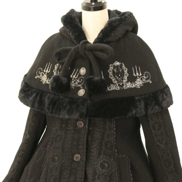 h.NAOTO FRILL ケープ付きうさぎ刺繍コート USED】FRILL ケープ付きうさぎ刺繍コート | h.NAOTO | ロリータ