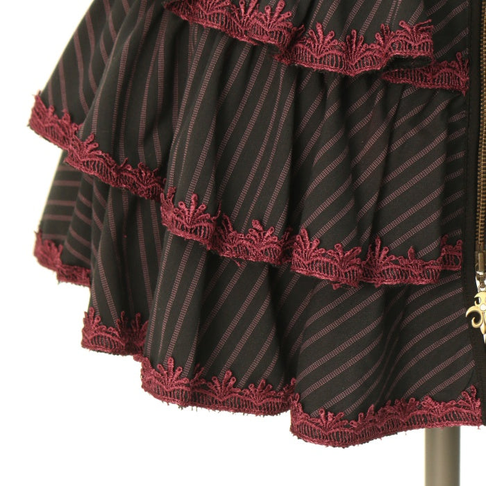 OZZ Croce オッズビスチェフリルワンピース USED】croce ストライプティアードフリルビスチェワンピース | Ozz On