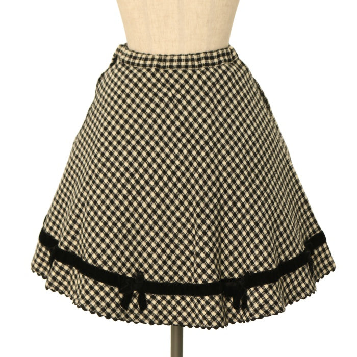 USED】ベロアリボンチェックフレアスカート | Emily Temple cute  