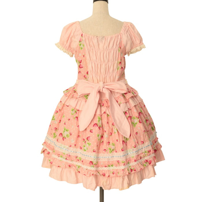 CHOCOCHIP COOKIE ワンピース ☆カチューシャ　リボン付き USED】いちご柄ワンピース+リボンカチューシャセット | CHOCOCHIP