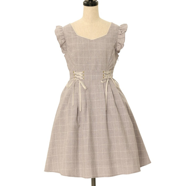 USED】Wレースアップ肩フリルチェックワンピース | Amavel Wunderwelt