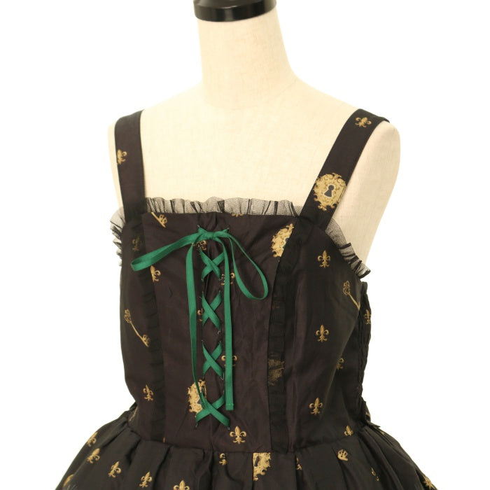 送料込み【axes femme kawaii】鍵柄 ジャンスカ ワイン M/ アクシーズ