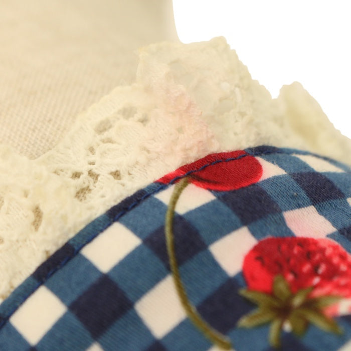 USED】ギンガムチェリーシャーリングジャンパースカート