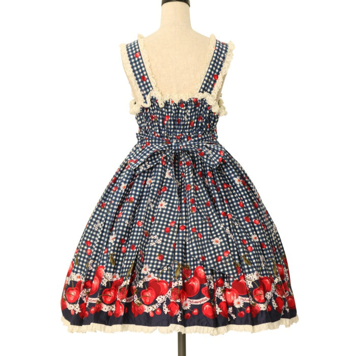 メタモルフォーゼ　ギンガムチェックチェリージャンスカ USED】ギンガムチェリーシャーリングジャンパースカート
