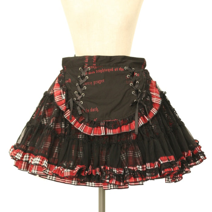 H Jelly スカート USED】H.Jelly レースアップエプロン付チェックスカート| h.NAOTO