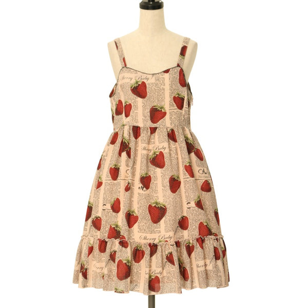 USED】【SherryBaby】ストロベリーニュースペーパージャンパースカート