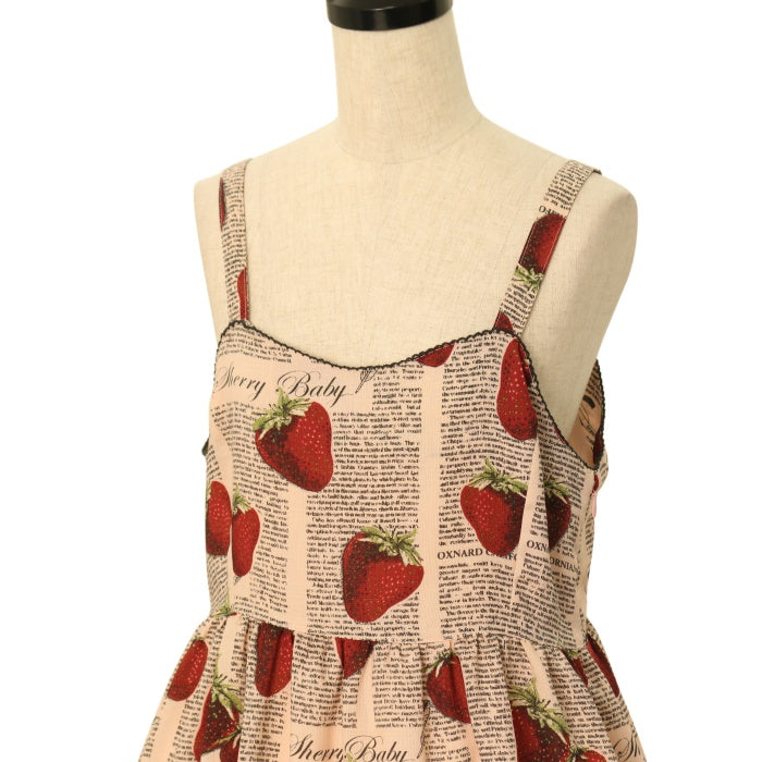 USED】【SherryBaby】ストロベリーニュースペーパージャンパースカート