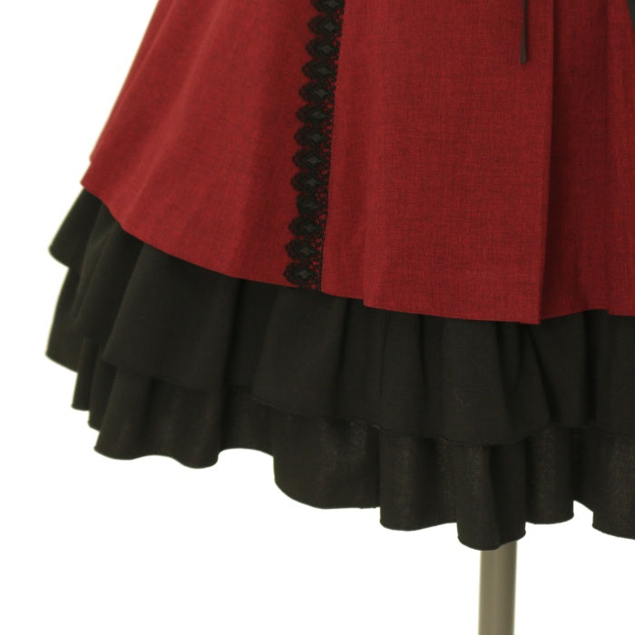 MIHO MATSUDA 2段 フリル フレアスカート ロリータ ゴスロリ 赤