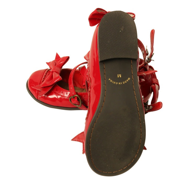 USED】【Mサイズ】トリプルリボンクロスストラップシューズ